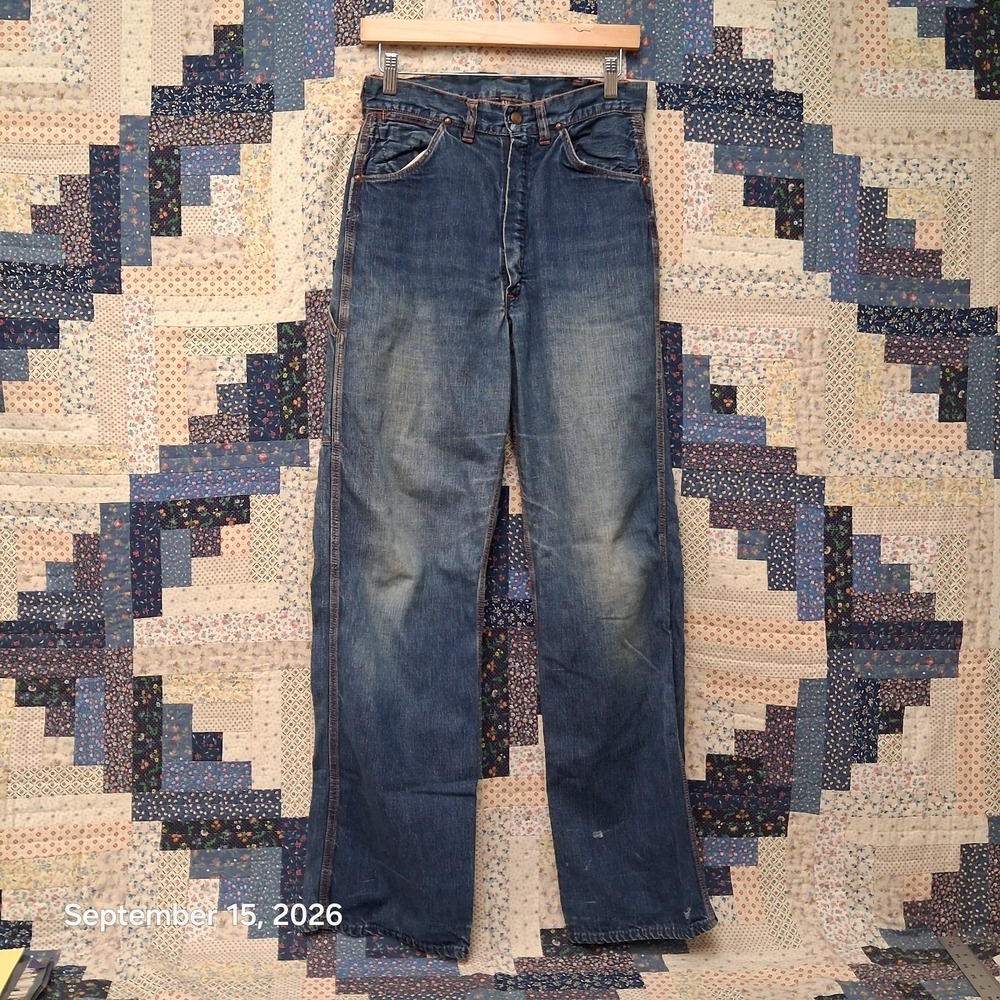 True Vintage Washington Dee Cee Carpenter Jeans Mens 28x32 Prentice Zip USA 60s - Picture 2 of 12